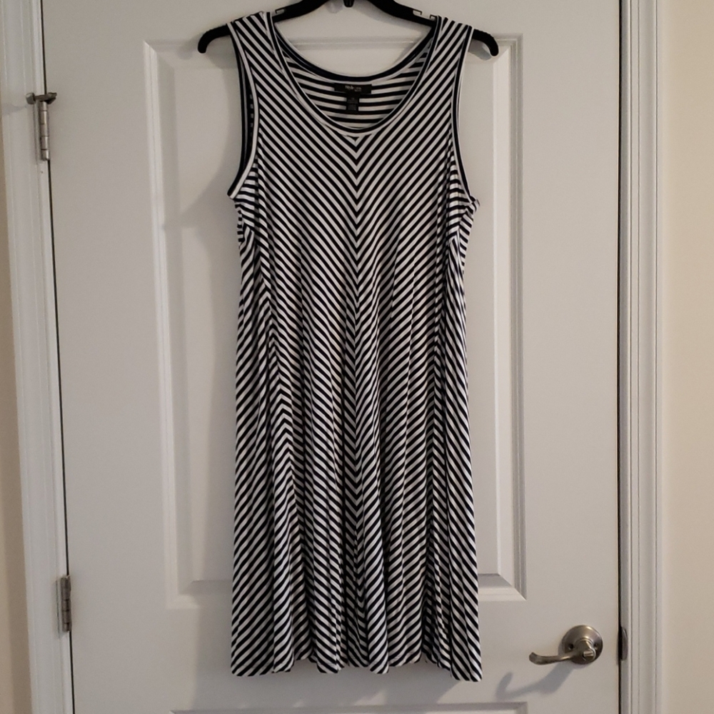 Navy/White Stripe Sleeveless Dress